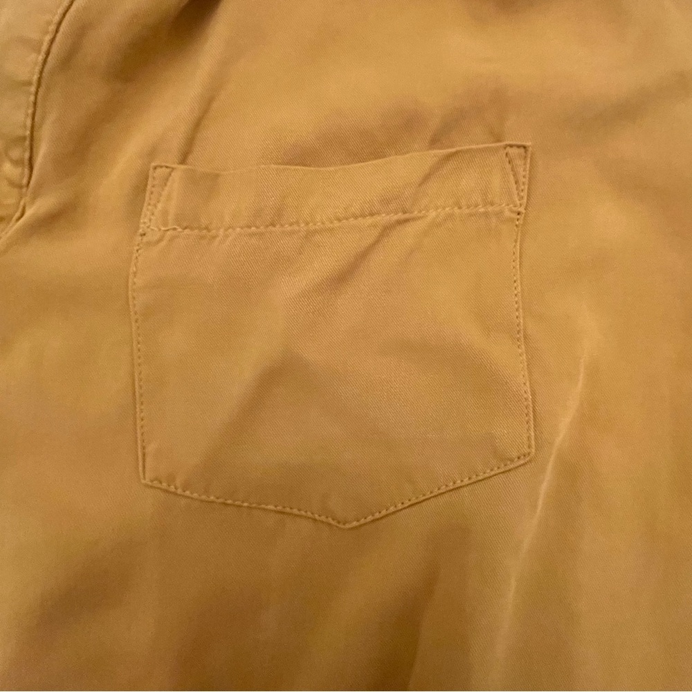 Rose & Olive Golden Mustard Blouse Size Large | Roll Sleeve Pocket Top - Picture 5 of 6